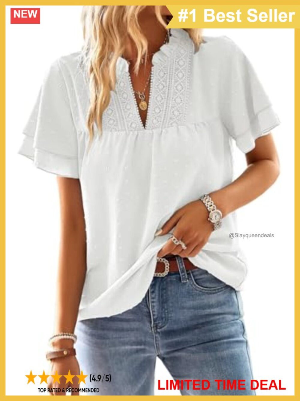 Falechay Womens Tops Boho Flowy Dressy Casual Short Sleeve Blouses